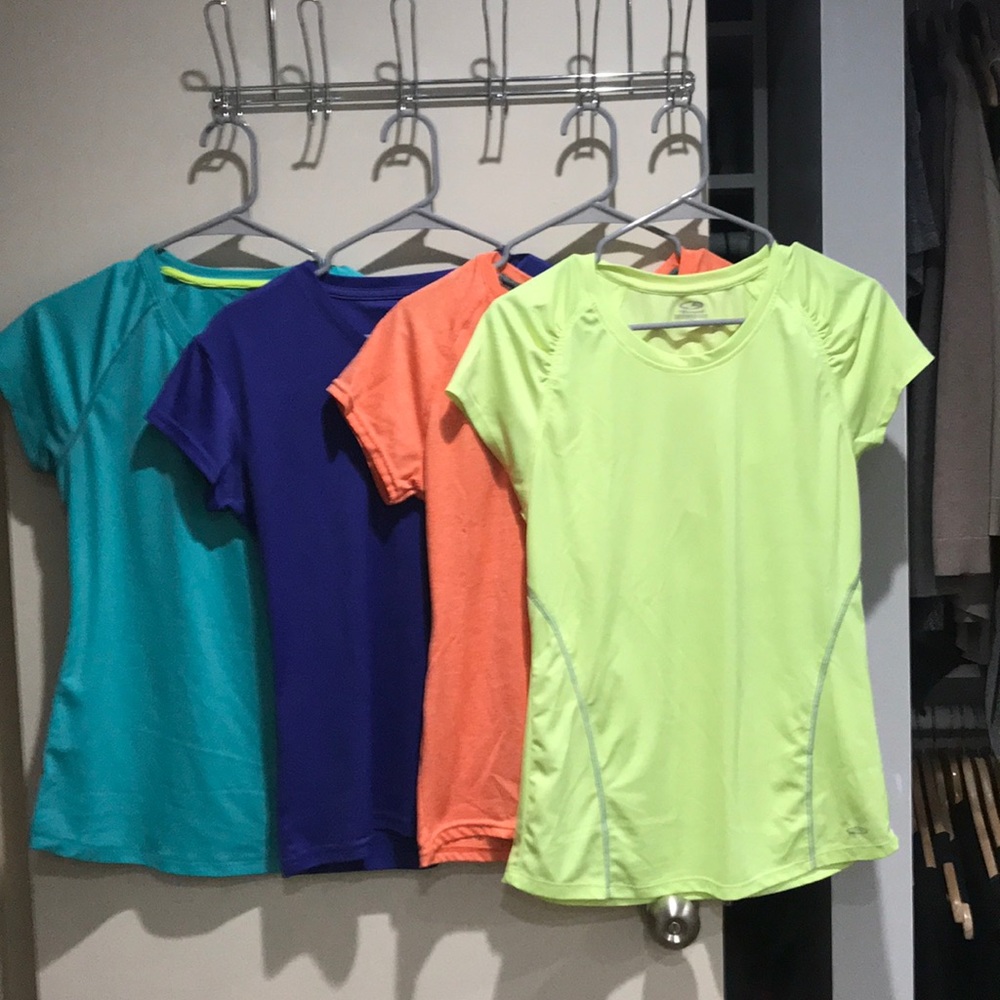 Four colorful tees